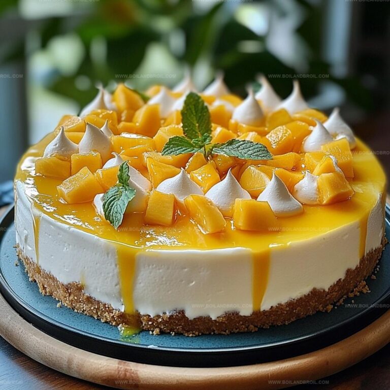 Tropical Baked Mango Meringue Cheesecake Recipe