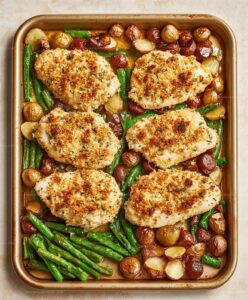 Parmesan Crusted Chicken Sheet Pan Dinner Recipe