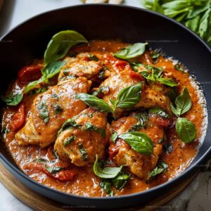 Garlic Basil Chicken in Tomato Butter Sauce Recipe