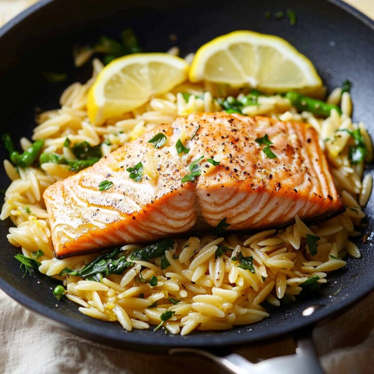 Lemon Orzo Skillet Salmon Recipe