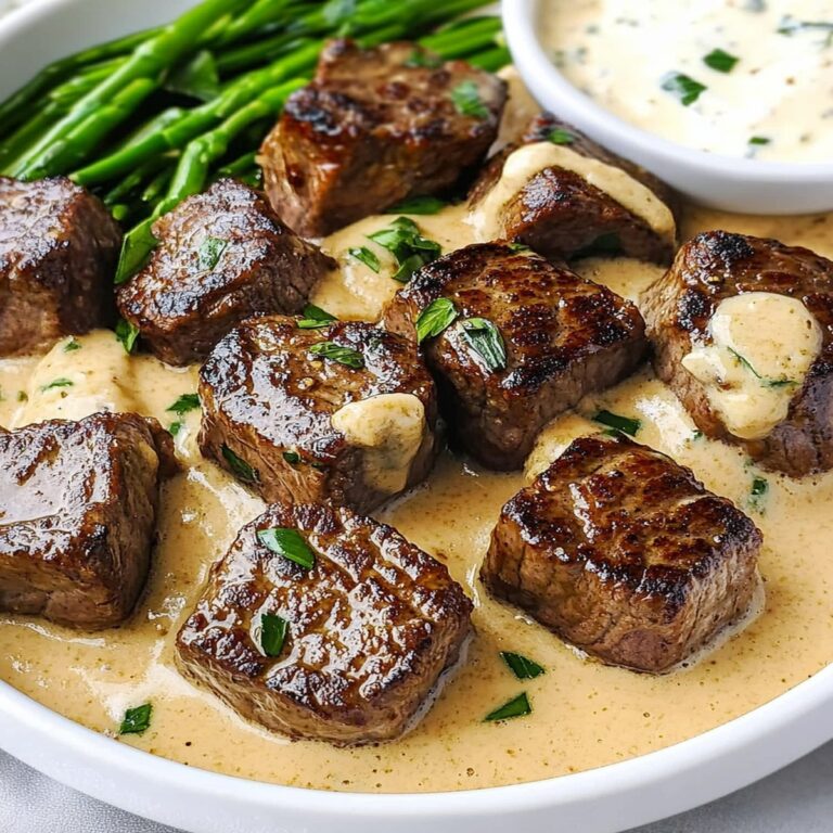 Garlic Butter Steak Bites with Parmesan Cream Sauce Recipe