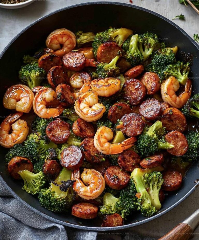 Honey Garlic Shrimp, Sausage, And Broccoli Recipe