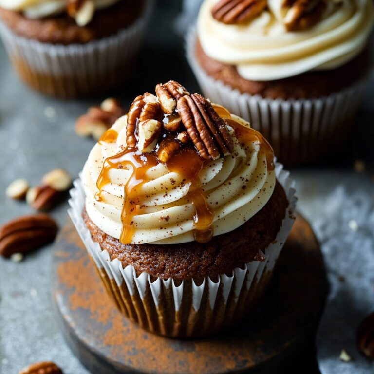 Butter Pecan Cupcakes with Melted Caramel Recipe
