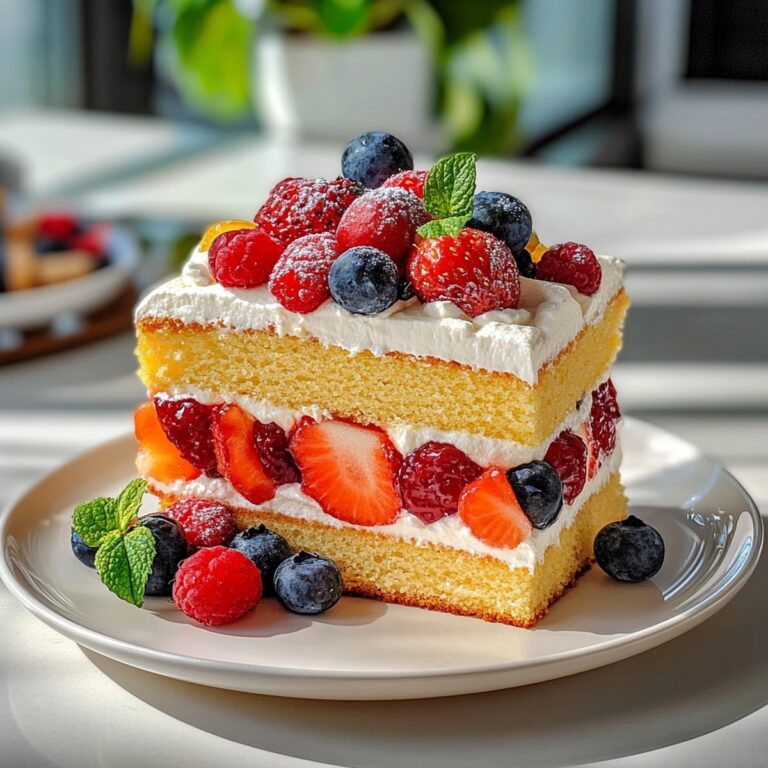 Light & Fluffy Sponge Cake with Fresh Fruits & Cream Recipe