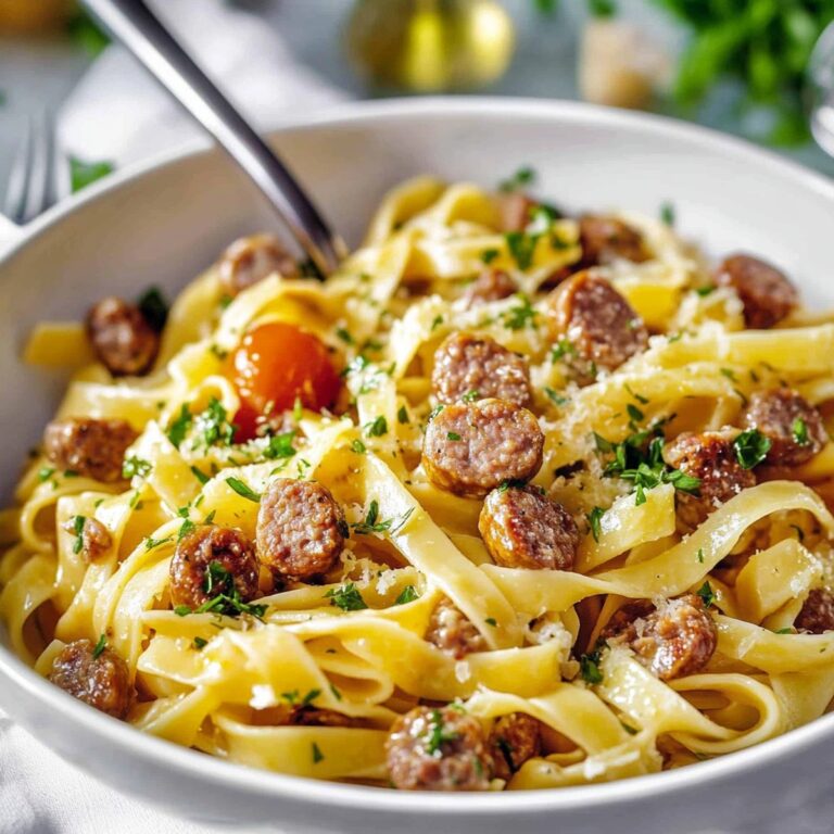 Creamy Italian Sausage Fettuccine Pasta Recipe