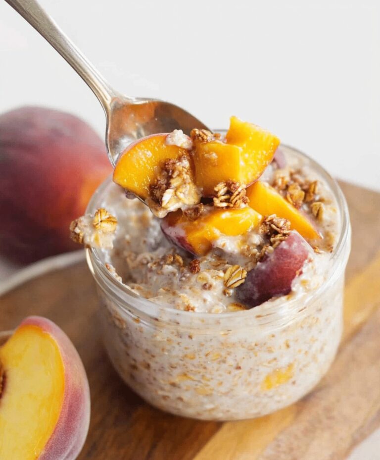 Peach Cobbler Overnight Oats Recipe