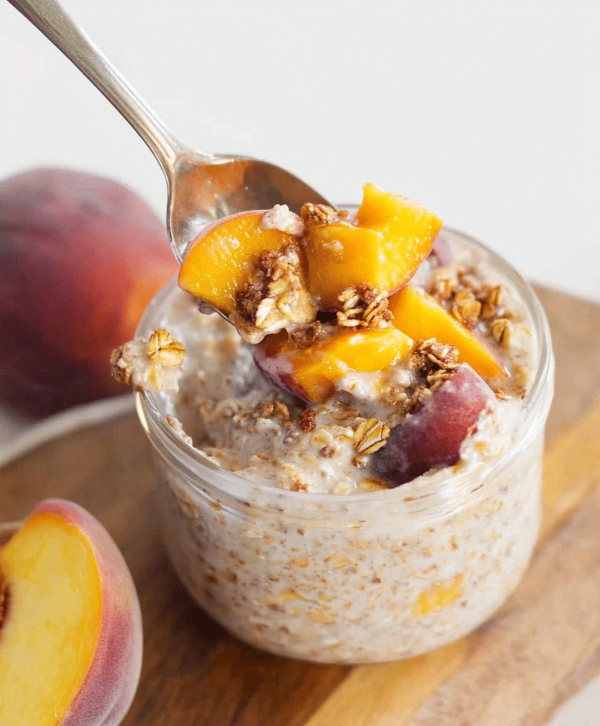 Peach Cobbler Overnight Oats Recipe