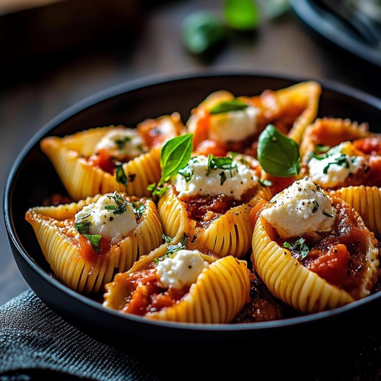 Spicy Tomato Basil Shells with Whipped Ricotta Recipe