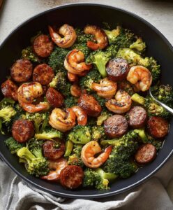 Honey Garlic Shrimp, Sausage & Broccoli Recipe