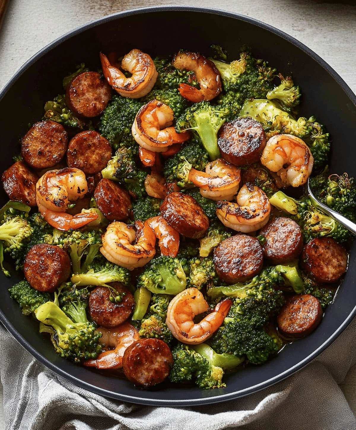 Honey Garlic Shrimp, Sausage & Broccoli Recipe