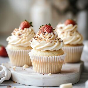 Delicious White Chocolate Strawberry Cupcakes Recipe