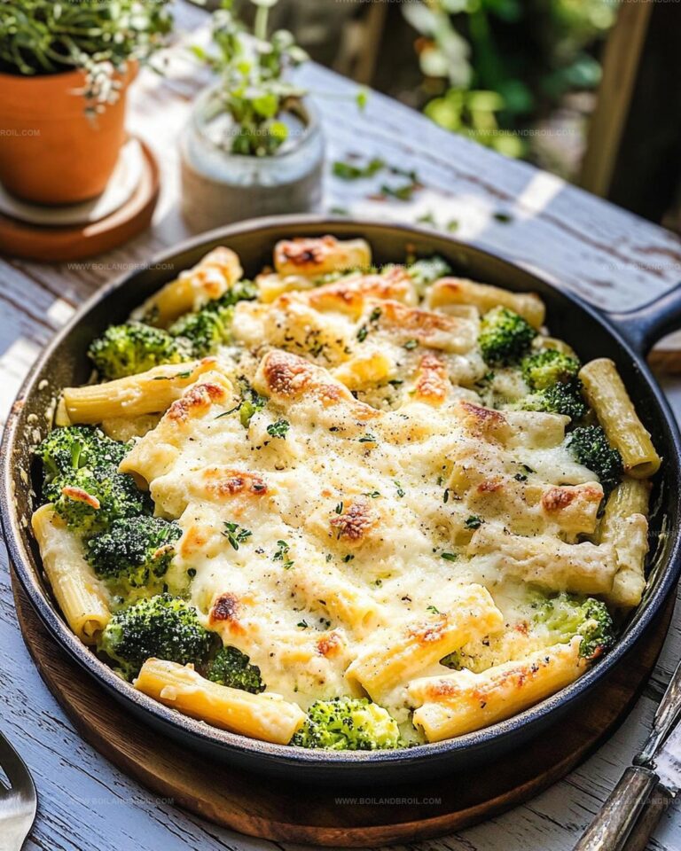 Baked Ziti with Broccoli and Alfredo Sauce Recipe