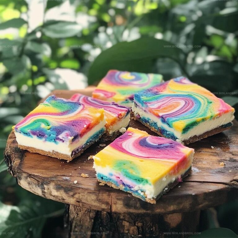 Rainbow Cheesecake Swirl Bars Recipe