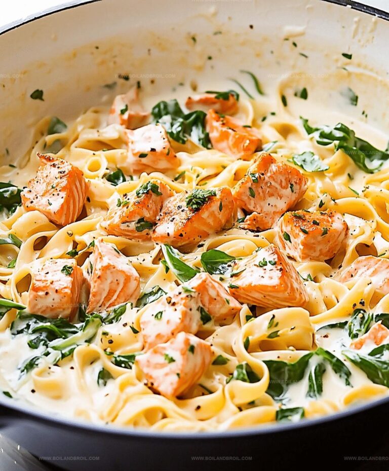 Creamy Salmon Pasta With Mixed Greens Recipe