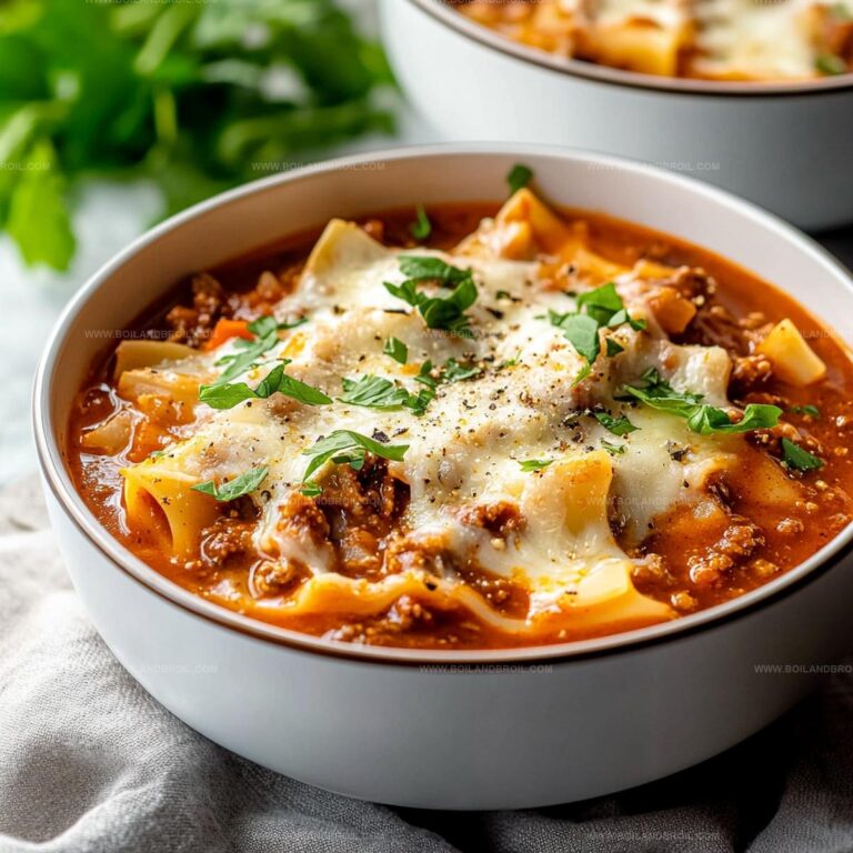 Easy Crockpot Chili Lasagna Soup Recipe