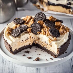 Oreo Peanut Butter Cup No-Bake Cheesecake Recipe