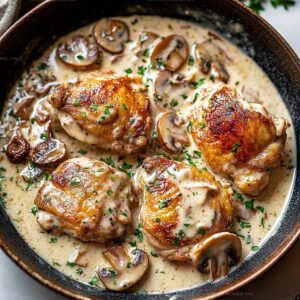 Chicken Thighs With Creamy Mushroom Garlic Sauce Recipe