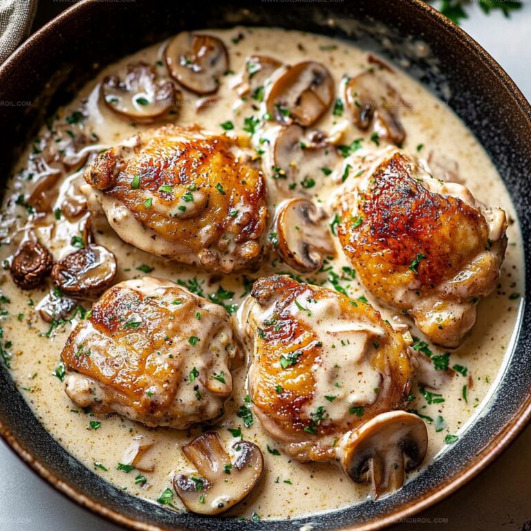 Chicken Thighs With Creamy Mushroom Garlic Sauce Recipe
