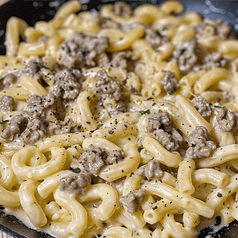 Creamy Ground Beef Alfredo Pasta Recipe