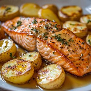 Maple Glazed Salmon & Roasted Potatoes Recipe