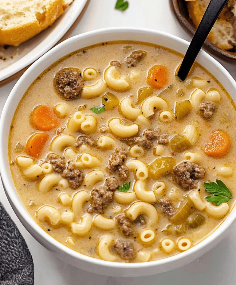 One-pot Macaroni Cheeseburger Soup Recipe