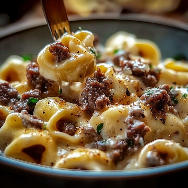 Gooey Cheesesteak Tortellini in Rich Provolone Sauce Recipe