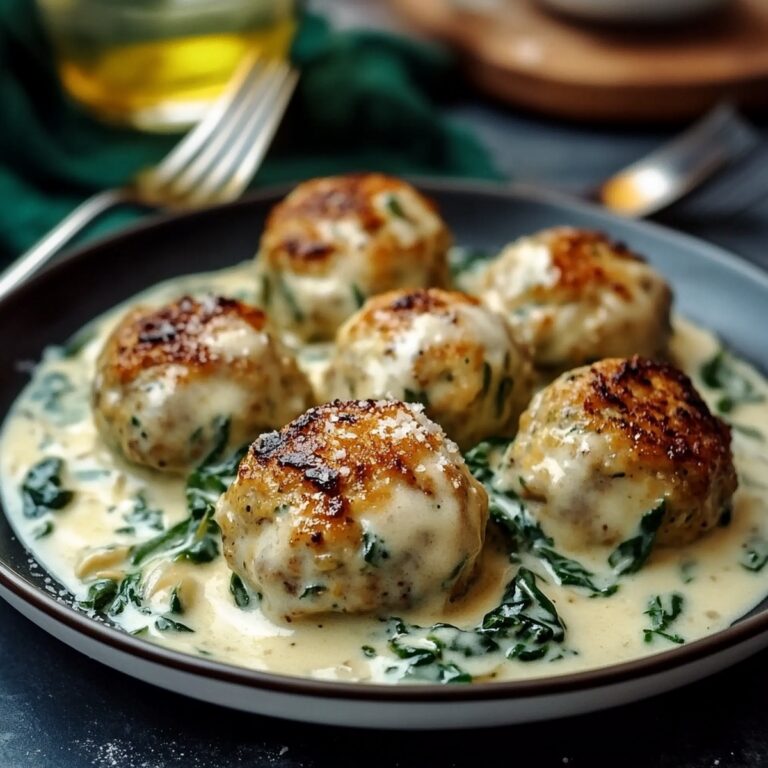 Chicken Ricotta Meatballs with Spinach Alfredo Sauce Recipe