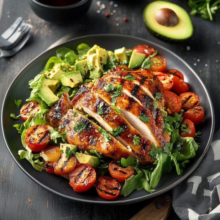 Whole Roasted Chicken with Avocado & Tomato Salad Recipe