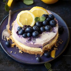 Lemon Blueberry Shortbread Mousse Cake Recipe