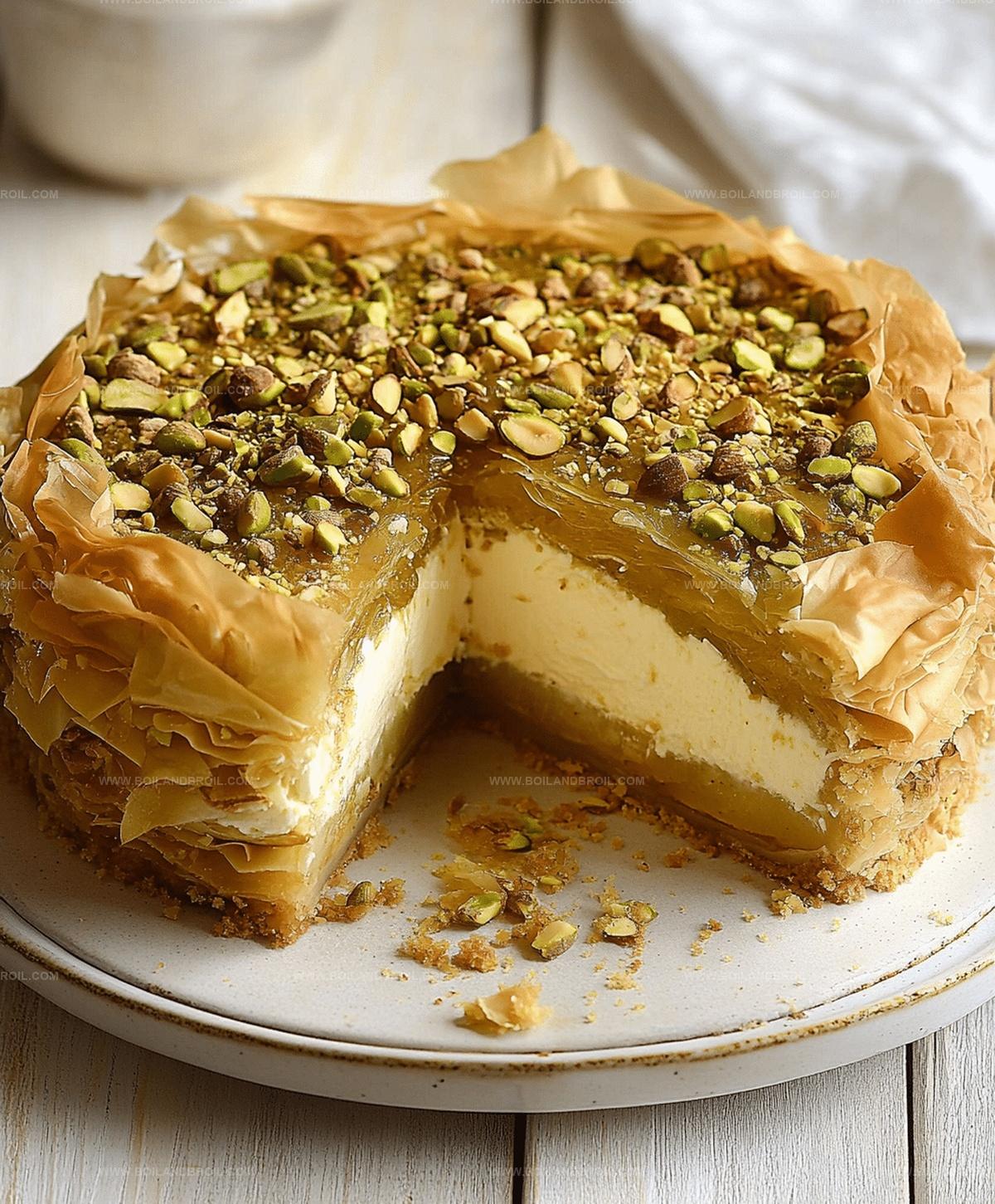 Honey Pistachio Baklava Cheesecake Recipe