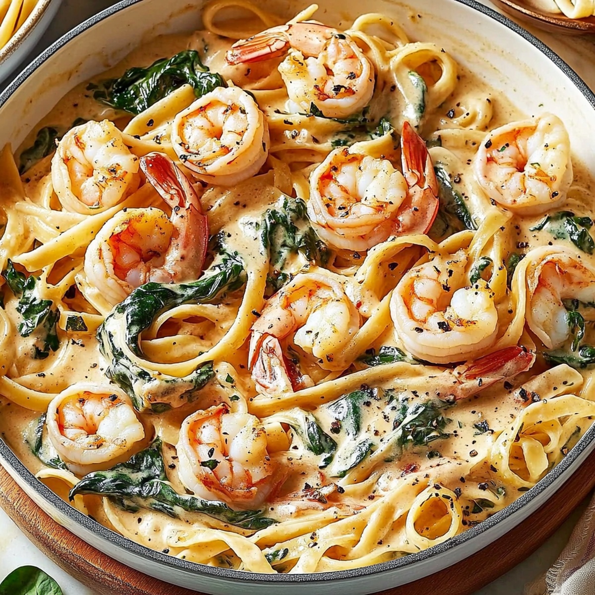 Spinach Shrimp Fettuccine Recipe