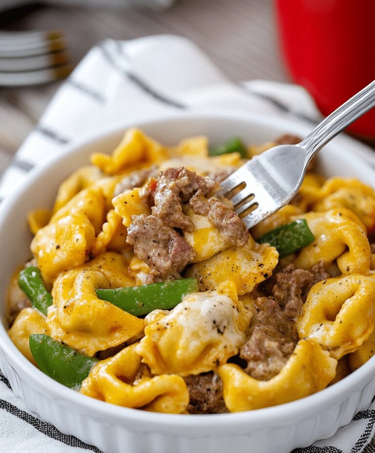 Cream-laden Cheesesteak Tortellini In Rich Provolone Sauce Recipe