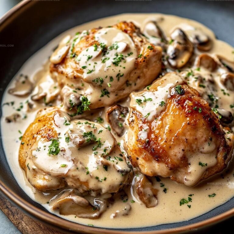 Creamy Garlic Mushroom Chicken Thighs Recipe