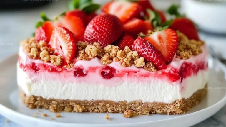 No-Bake Strawberry Crunch Cheesecake Recipe
