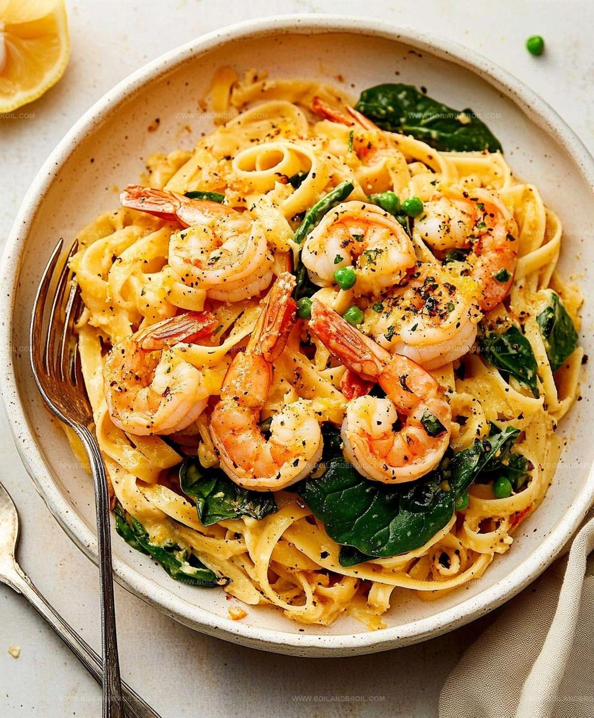 Lemon Garlic Shrimp Pasta With Spinach Recipe