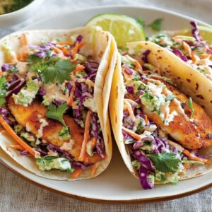 Crispy Fish Tacos with Cilantro Lime Slaw Recipe