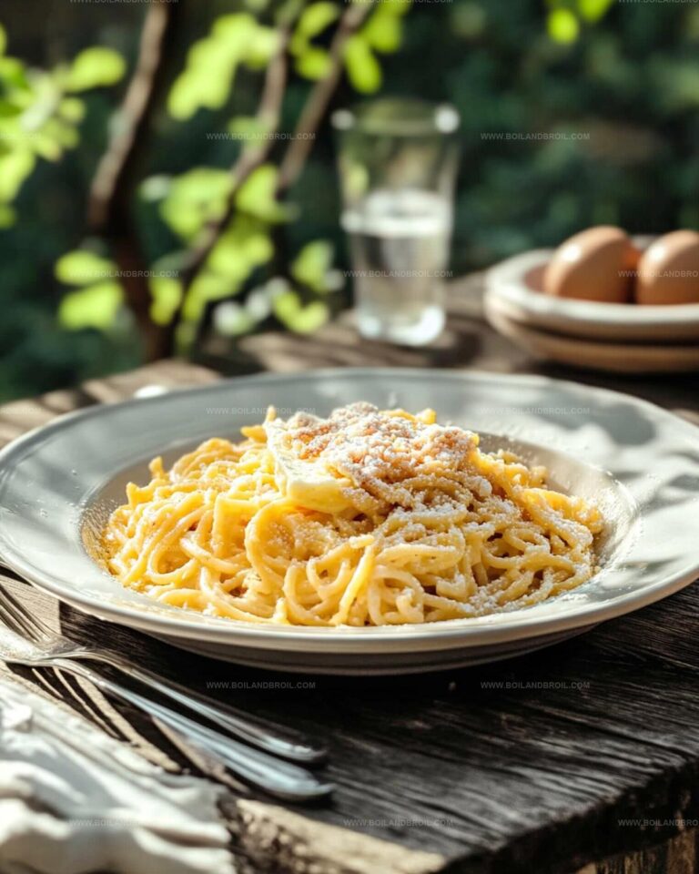 Cheesy Spaghetti Carbonara with Pancetta and Eggs Recipe