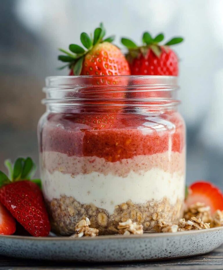Nutritious Strawberry Cheesecake Overnight Oats Recipe