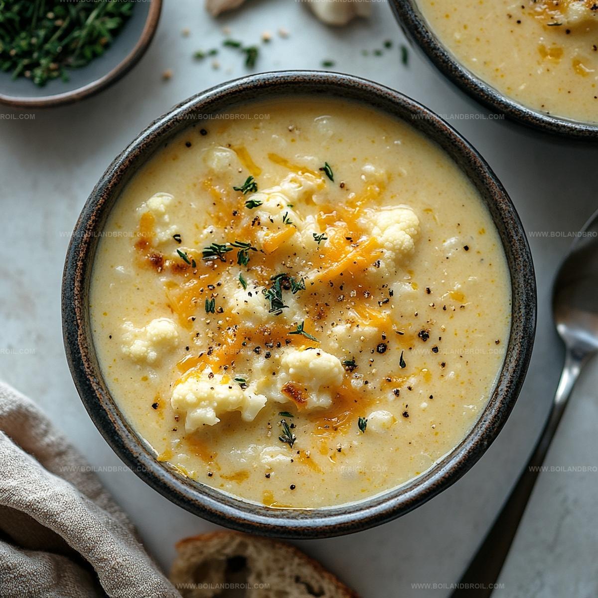 Roasted Garlic Cheddar Cauliflower Soup Recipe