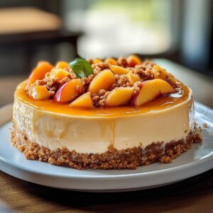 Peach Cobbler Topped Cheesecake Recipe