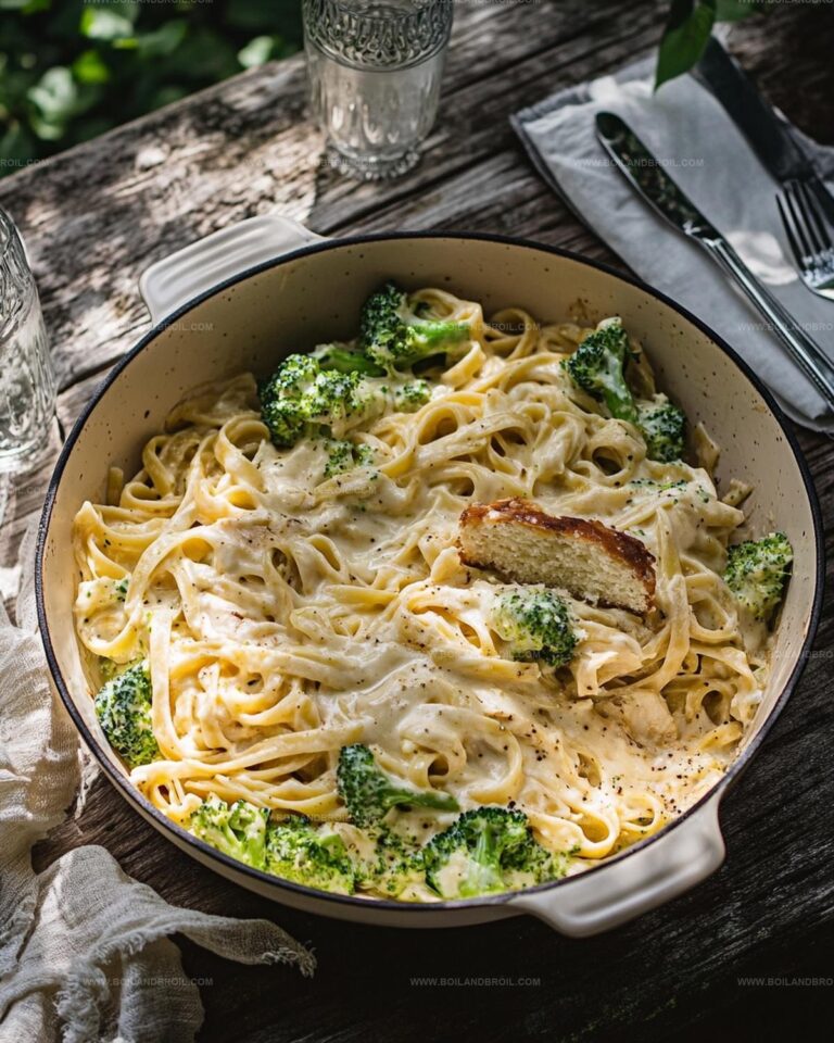 Broccoli Chicken Fettuccine Alfredo Casserole Recipe