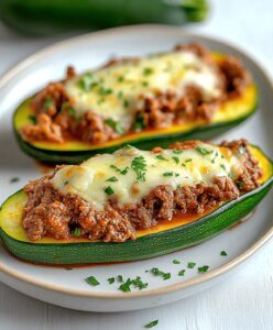 Low Calorie Baked Zucchini Beef Boats Recipe