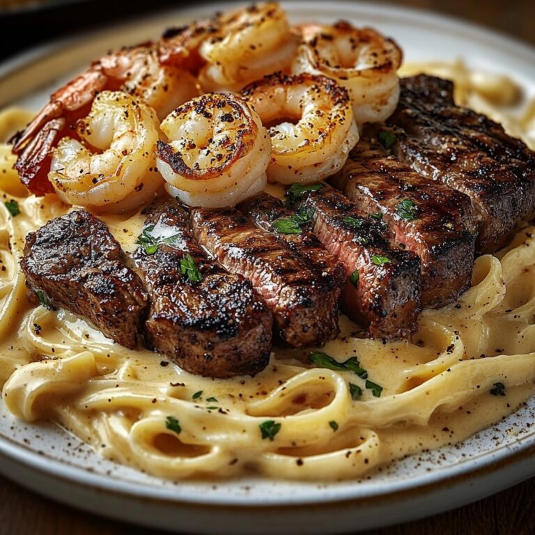 Spicy Blackened Steak & Shrimp Alfredo Recipe
