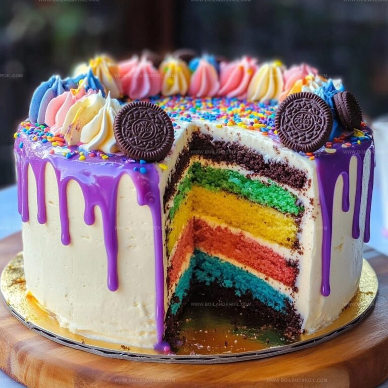 Rainbow Oreo Cheesecake Drip Cake Recipe