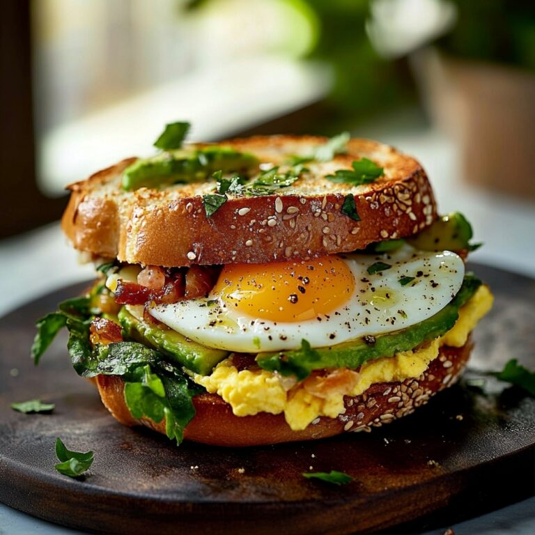 Egg & Avocado Bagel Breakfast Sandwich Recipe