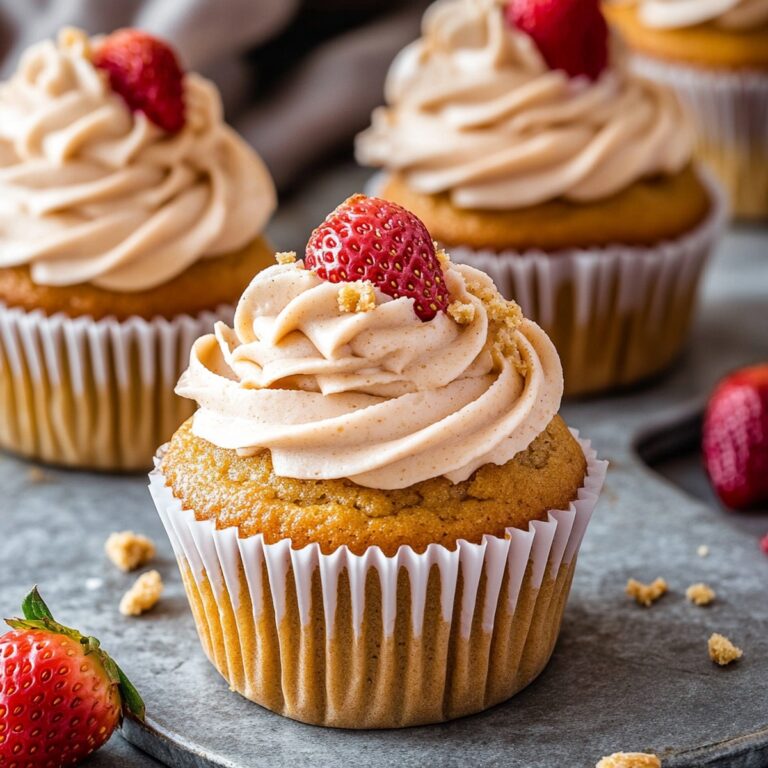 Peanut Butter Cupcakes with Strawberry Frosting Recipe