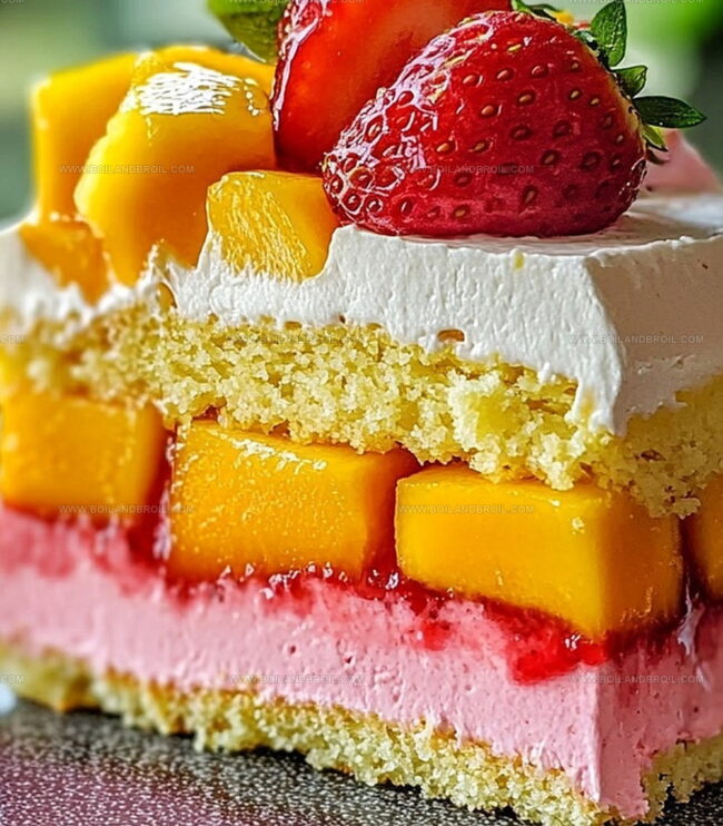 How to Assemble Strawberry Mango Split Cake