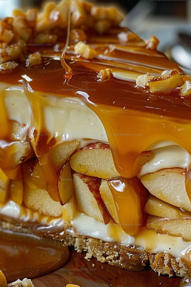 Store and Warm Up Caramel Apple Cheesecake Cake